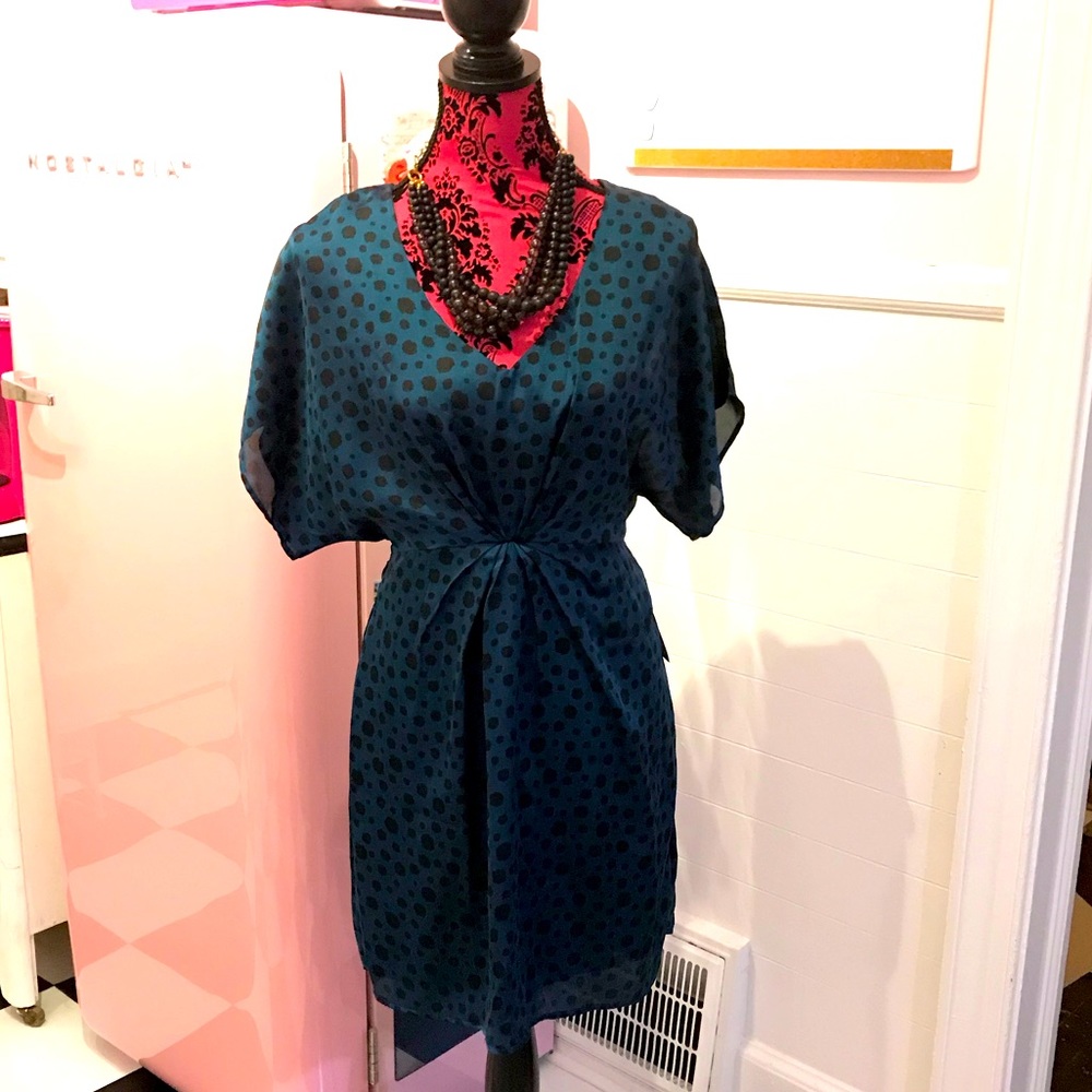 Dolman sleeve polka dot dress